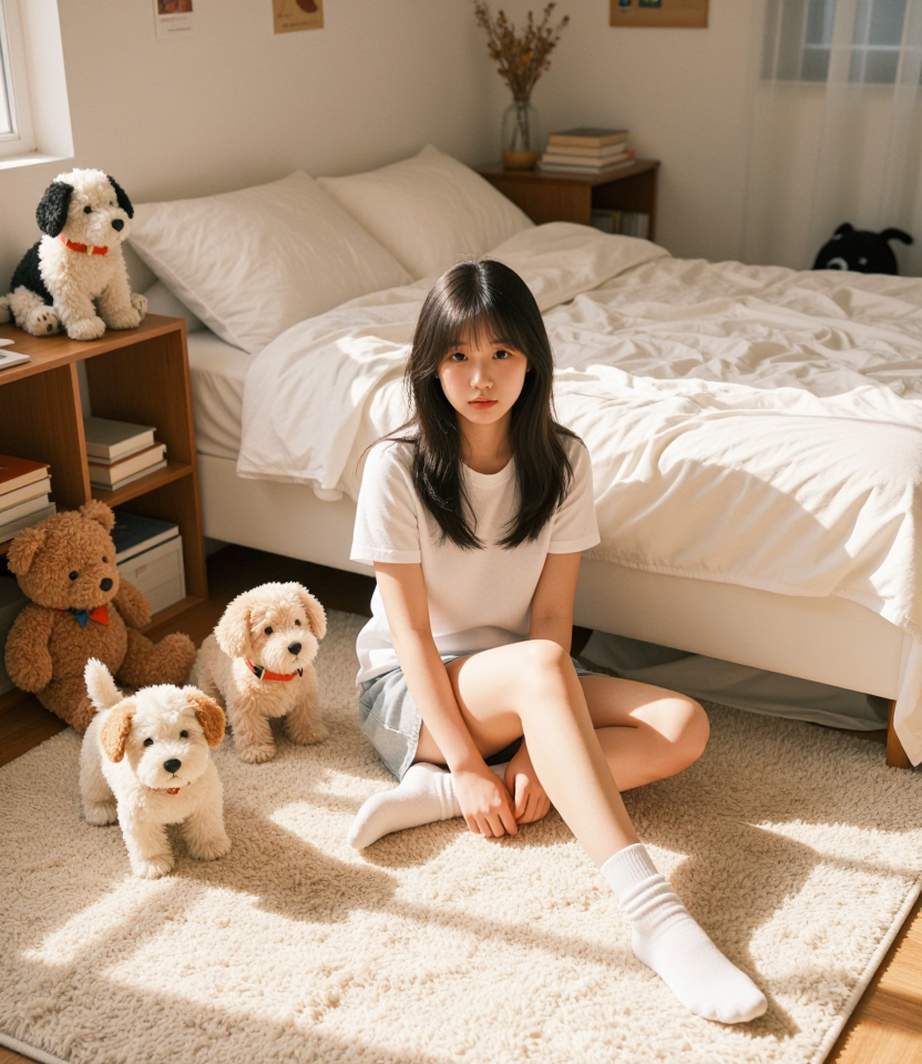 장난감 가득한 방의 소녀