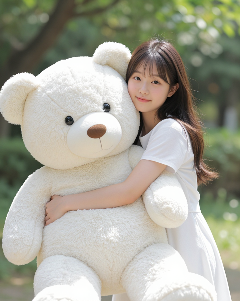 커다란 곰 인형과 소녀